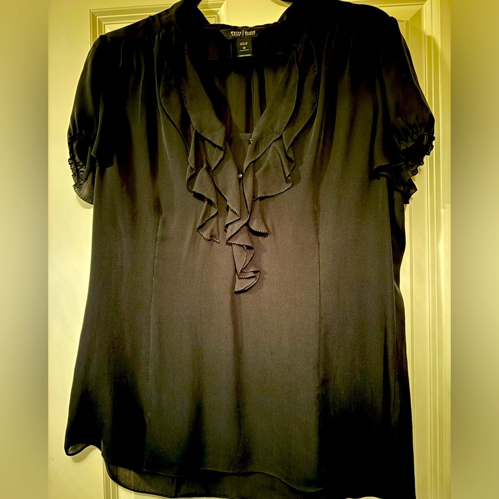 Elegant Black Shirt Sleeve Silk Blouse